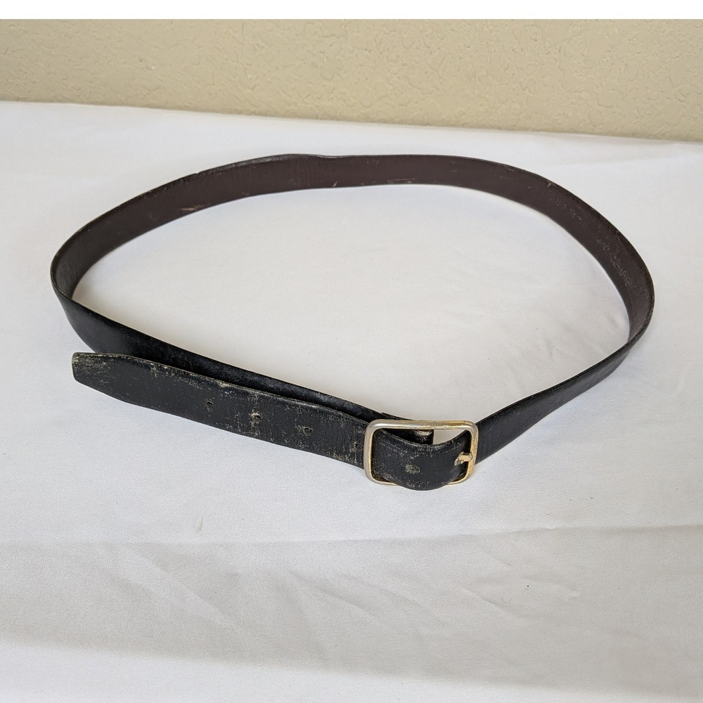 Vintage Canterbury Black Leather Belt with Brass Buckle – Size 44"‎